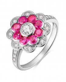 FLORAL STYLE RUBY DIAMOND RING (TR3521)
